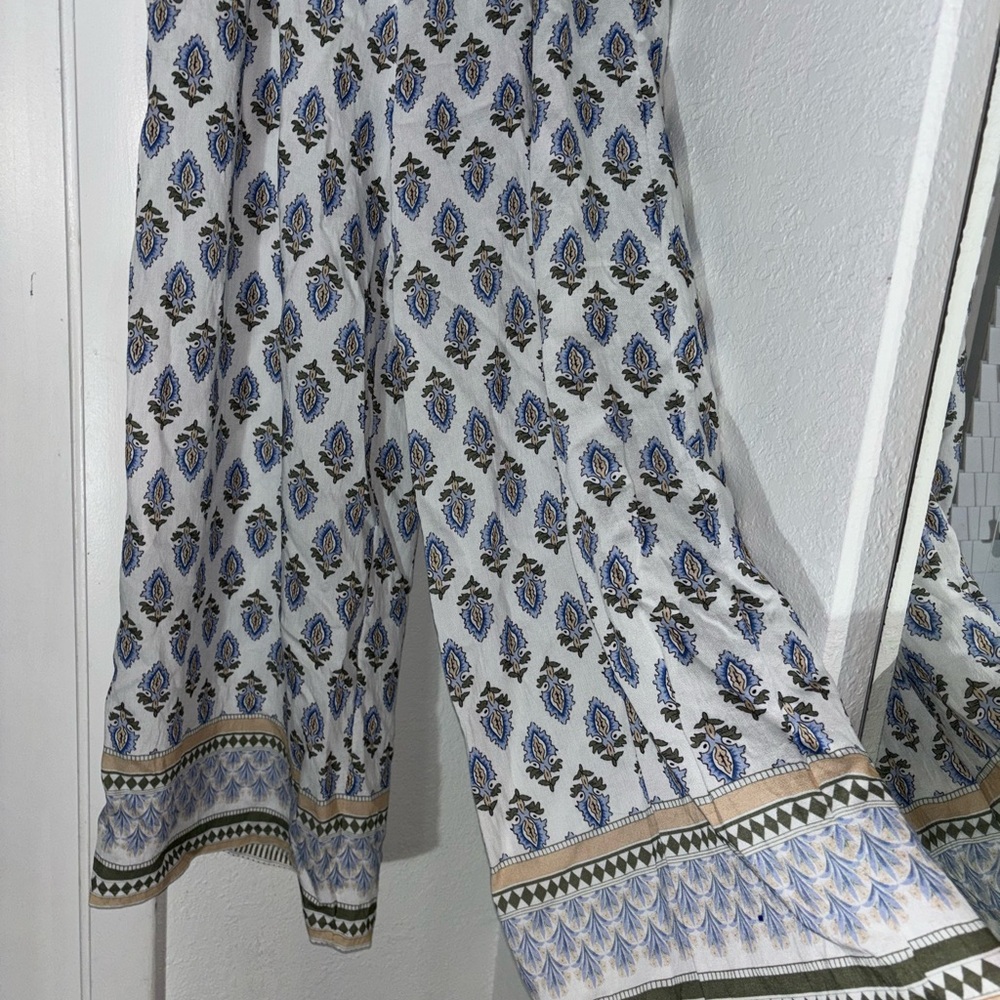 Patterned Wide Leg Pants